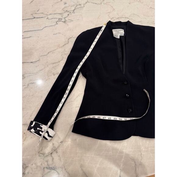 Daymore Couture Gown Sz 14 2-pc Blazer Sheath Black & White Sequins MOB Formal - Picture 12 of 16